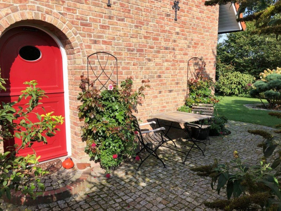 Ausgang K�che Einfamilienhaus Reetdachhaus Nordfriesland