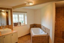 Badewanne begehbare Dusche Exklusives Reetdachanwesen direkt vor Sylt