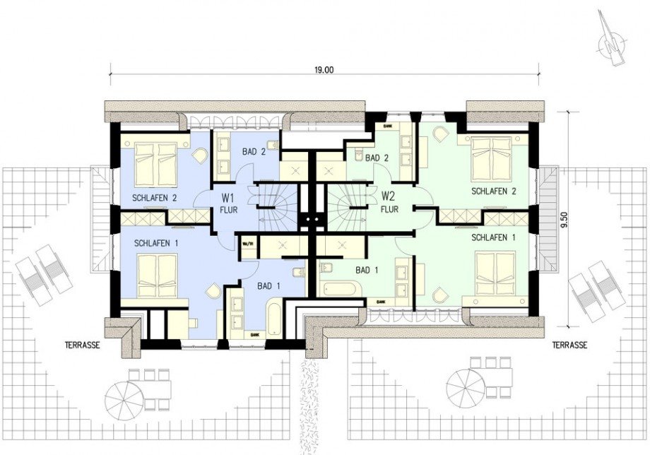 Grundriss DG Doppelhaush�lfte Reetdachhaus Nordfriesland