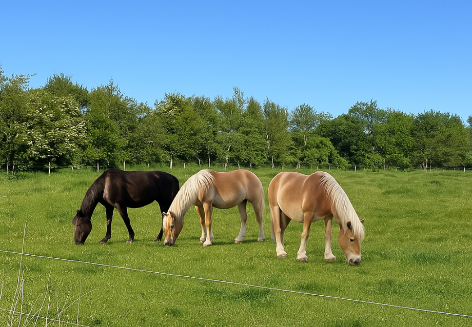 Pferdekoppel Doppelhaush�lfte Reetdachhaus Nordfriesland